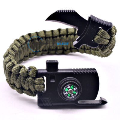 Bratara paracord multifunctionala cu busola si cutit